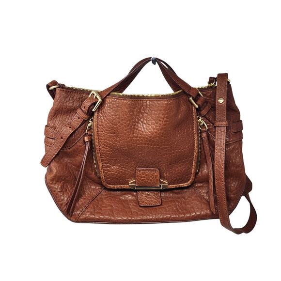 Kooba Brown Pebbled Leather Crossbody Slouchy Jonnie Tote Shoulder Bag Large - Picture 1 of 16